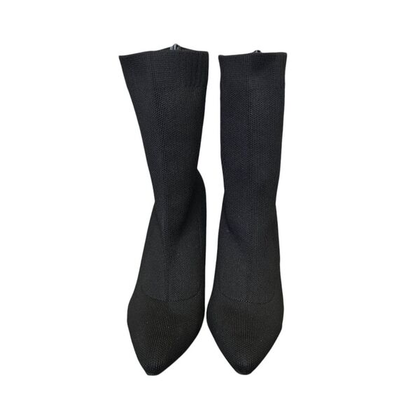 Cuccoo Women's 37 Pointed Toe Black Knit Sock Stiletto Ankle Boots - Picture 2 of 8
